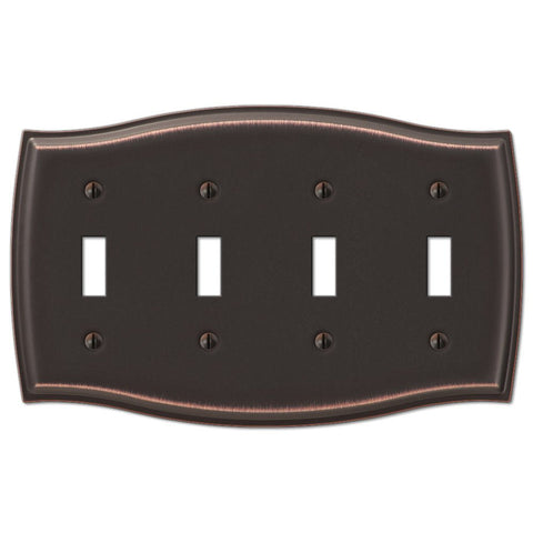 Sonoma Aged Bronze Steel - 4 Toggle Wallplate - Wallplate Warehouse 159T4DB 070686573181 4 Toggle