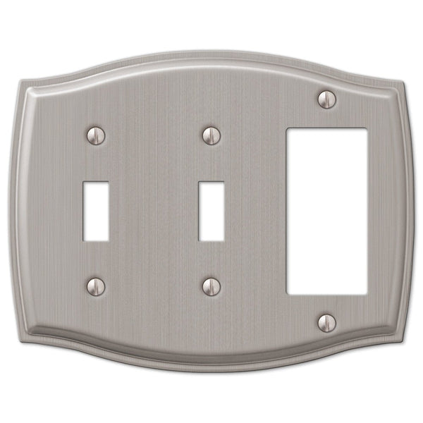 Sonoma Brushed Nickel Steel - 2 Toggle / 1 Rocker Wallplate - Wallplate Warehouse 159TTRBN 070686573020 2 Toggle / 1 Rocker