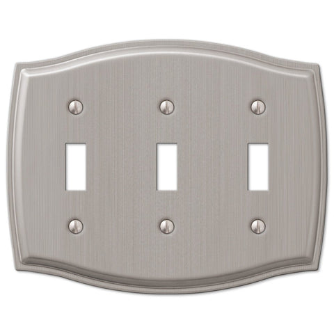 Sonoma Brushed Nickel Steel - 3 Toggle Wallplate - Wallplate Warehouse 159TTTBN 070686573037 3 Toggle