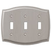 Sonoma Brushed Nickel Steel - 3 Toggle Wallplate - Wallplate Warehouse 159TTTBN 070686573037 3 Toggle