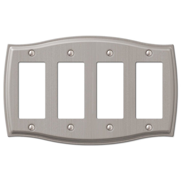 Sonoma Brushed Nickel Steel - 4 Rocker Wallplate - Wallplate Warehouse 159R4BN 070686573068 4 Rocker