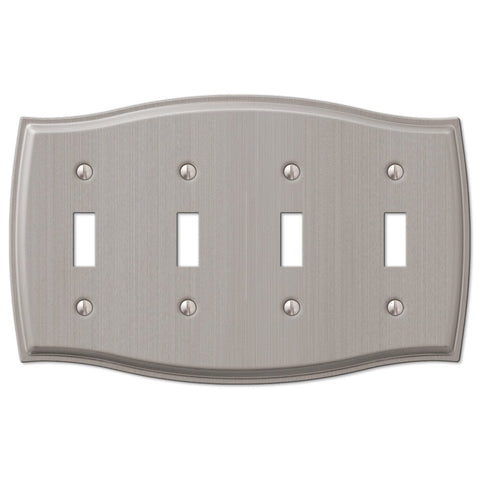 Sonoma Brushed Nickel Steel - 4 Toggle Wallplate - Wallplate Warehouse 159T4BN 070686573051 4 Toggle