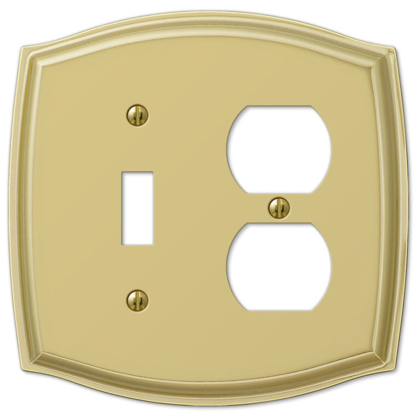 Sonoma Polished Brass Steel - 1 Toggle / 1 Duplex Wallplate - Wallplate Warehouse 159TDBR 070686573259 1 Toggle / 1 Duplex