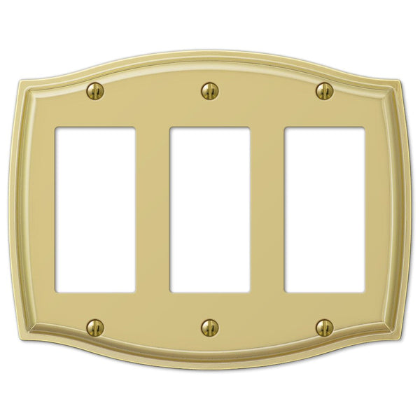 Sonoma Polished Brass Steel - 3 Rocker Wallplate - Wallplate Warehouse 159RRRBR 070686573303 3 Rocker