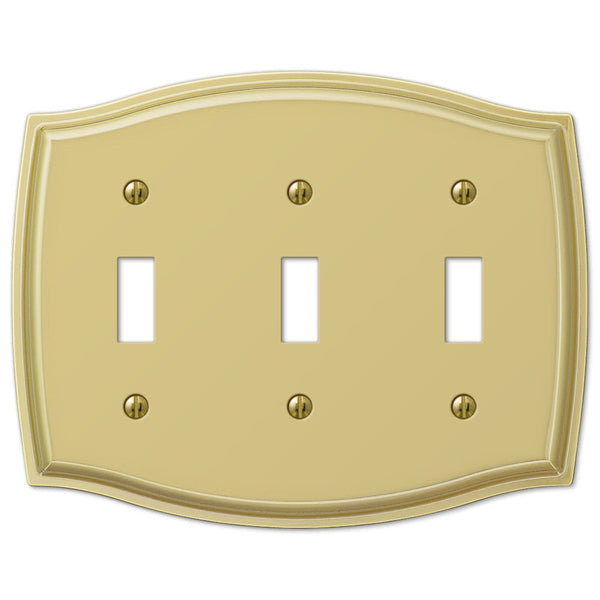 Sonoma Polished Brass Steel - 3 Toggle Wallplate - Wallplate Warehouse 159TTTBR 070686573297 3 Toggle