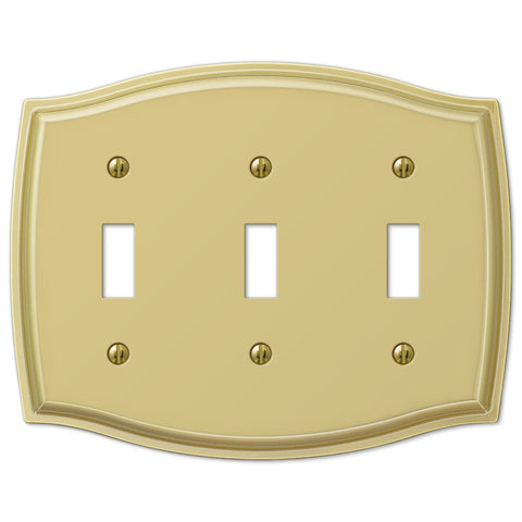 Sonoma Polished Brass Steel - 3 Toggle Wallplate - Wallplate Warehouse 159TTTBR 070686573297 3 Toggle