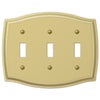 Sonoma Polished Brass Steel - 3 Toggle Wallplate - Wallplate Warehouse 159TTTBR 070686573297 3 Toggle