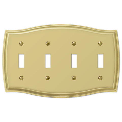 Sonoma Polished Brass Steel - 4 Toggle Wallplate - Wallplate Warehouse 159T4BR 070686573310 4 Toggle