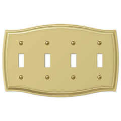 Sonoma Polished Brass Steel - 4 Toggle Wallplate