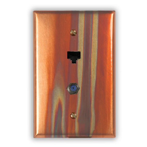 Stellar Copper - 1 Data Jack / 1 Cable Jack Wallplate - Wallplate Warehouse STELCOP1DJ1CJ 819332025274