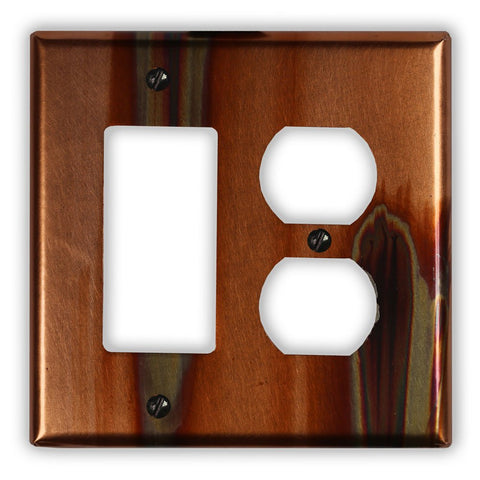 Stellar Copper - 1 Rocker / 1 Duplex Wallplate - Wallplate Warehouse STELCOP1R1D 819332025168 1 Rocker / 1 Duplex