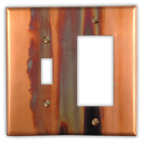 Stellar Copper - 1 Toggle / 1 Rocker Wallplate - Wallplate Warehouse STELCOP1T1R 819332025144 1 Toggle / 1 Rocker
