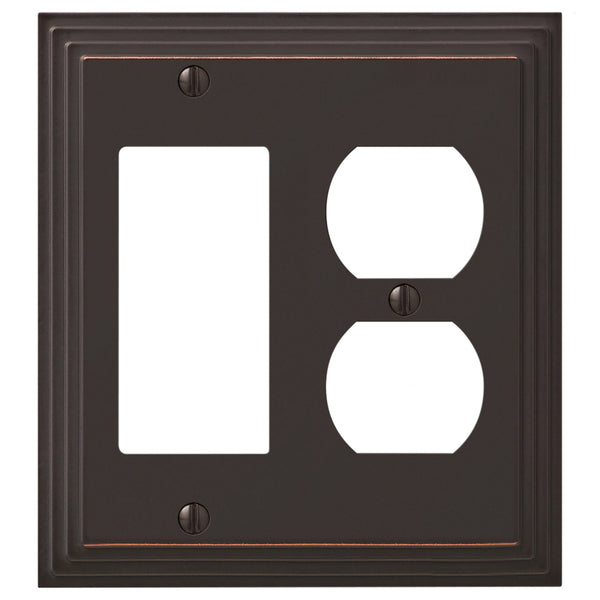 Steps Aged Bronze Cast - 1 Rocker / 1 Duplex Wallplate - Wallplate Warehouse 84RDVB - B 070686020623 1 Rocker / 1 Duplex
