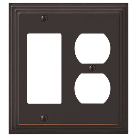 Steps Aged Bronze Cast - 1 Rocker / 1 Duplex Wallplate - Wallplate Warehouse 84RDVB - B 070686020623 1 Rocker / 1 Duplex