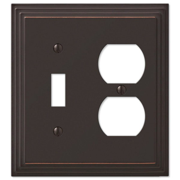 Steps Aged Bronze Cast - 1 Toggle / 1 Duplex Wallplate - Wallplate Warehouse 84TDVB 070686555002 1 Toggle / 1 Duplex