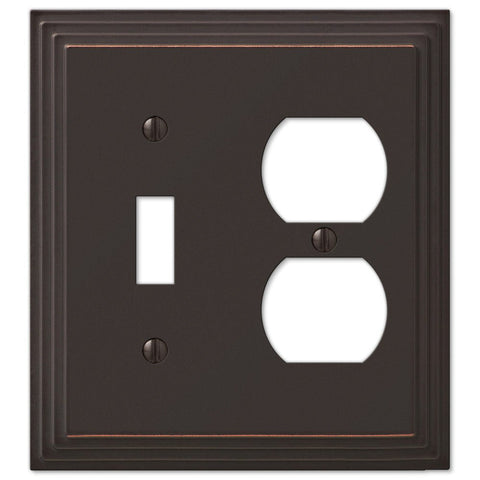Steps Aged Bronze Cast - 1 Toggle / 1 Duplex Wallplate - Wallplate Warehouse 84TDVB 070686555002 1 Toggle / 1 Duplex