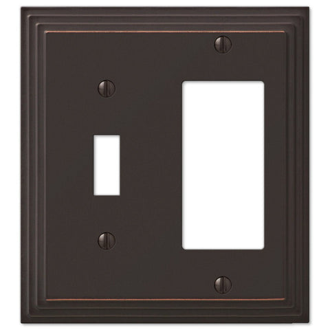 Steps Aged Bronze Cast - 1 Toggle / 1 Rocker Wallplate - Wallplate Warehouse 84TRVB 070686554999 1 Toggle / 1 Rocker