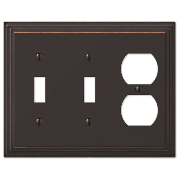 Steps Aged Bronze Cast - 2 Toggle / 1 Duplex Wallplate - Wallplate Warehouse 84TTDVB 070686558010 2 Toggle / 1 Duplex