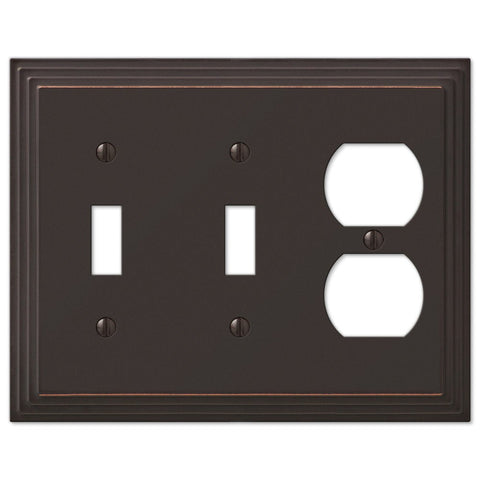 Steps Aged Bronze Cast - 2 Toggle / 1 Duplex Wallplate - Wallplate Warehouse 84TTDVB 070686558010 2 Toggle / 1 Duplex