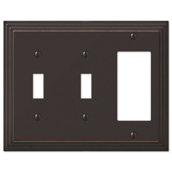 Steps Aged Bronze Cast - 2 Toggle / 1 Rocker Wallplate - Wallplate Warehouse 84TTRVB 070686558027 2 Toggle / 1 Rocker