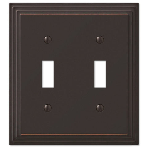 Steps Aged Bronze Cast - 2 Toggle Wallplate - Wallplate Warehouse 84TTVB 070686452875 2 Toggle