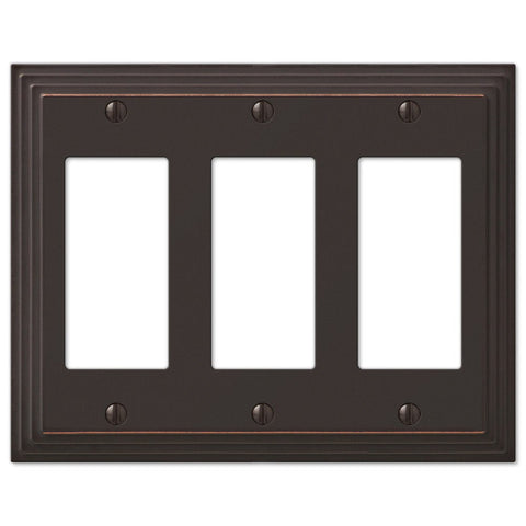 Steps Aged Bronze Cast - 3 Rocker Wallplate - Wallplate Warehouse 84RRRVB 070686553503 3 Rocker