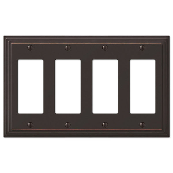 Steps Aged Bronze Cast - 4 Rocker Wallplate - Wallplate Warehouse 84R4VB 070686554869 4 Rocker