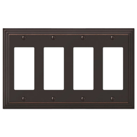 Steps Aged Bronze Cast - 4 Rocker Wallplate - Wallplate Warehouse 84R4VB 070686554869 4 Rocker