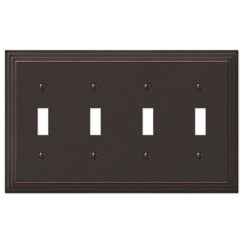 Steps Aged Bronze Cast - 4 Toggle Wallplate - Wallplate Warehouse 84T4VB 070686553480 4 Toggle