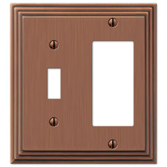 Steps Antique Copper Cast - 1 Toggle / 1 Rocker Wallplate