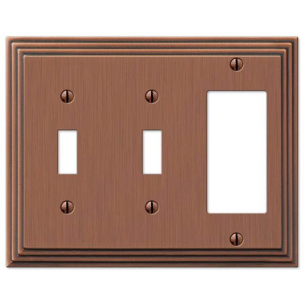 Steps Antique Copper Cast - 2 Toggle / 1 Rocker Wallplate - Wallplate Warehouse 84TTRAC 070686557969 2 Toggle / 1 Rocker