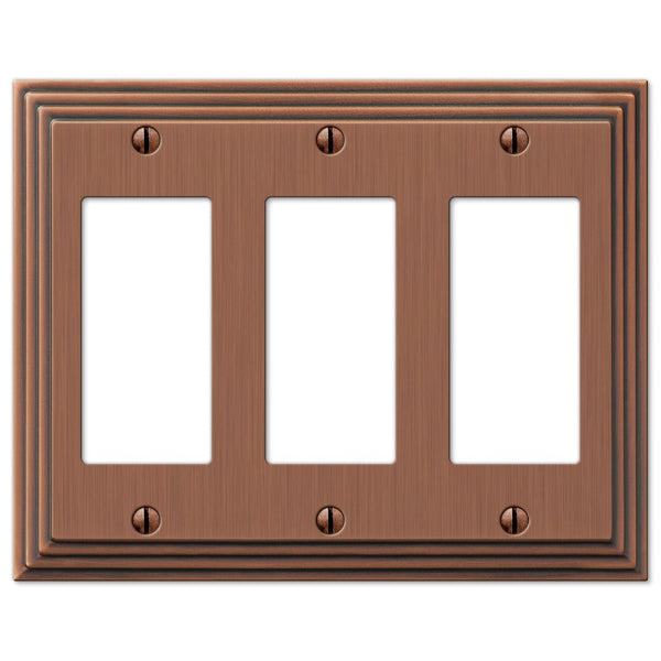 Steps Antique Copper Cast - 3 Rocker Wallplate - Wallplate Warehouse 84RRRAC 070686554913 3 Rocker