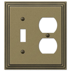 Steps Rustic Brass Cast - 1 Toggle / 1 Duplex Wallplate