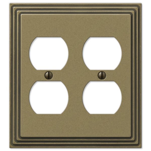 Steps Rustic Brass Cast - 2 Duplex Wallplate - Wallplate Warehouse 84DDRB 070686553534 2 Duplex