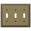 Steps Rustic Brass Cast - 3 Toggle Wallplate - Wallplate Warehouse 84TTTRB 070686553510 3 Toggle