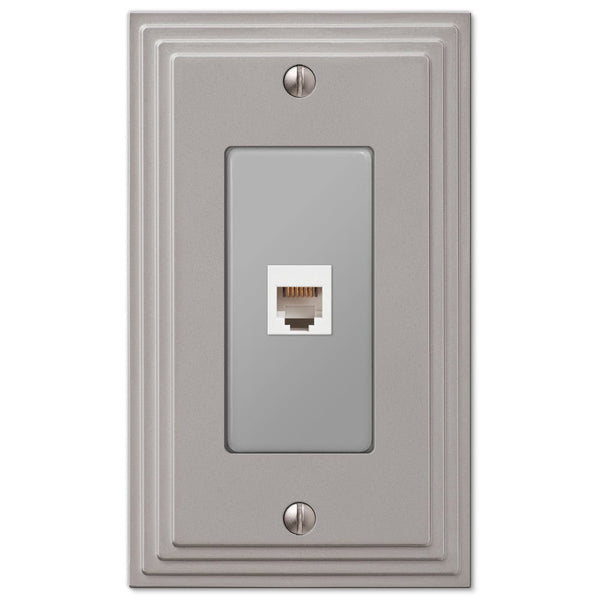 Steps Satin Nickel Cast - 1 Phone Jack Wallplate - Wallplate Warehouse 84PHN 070686581582 Phone Jacks