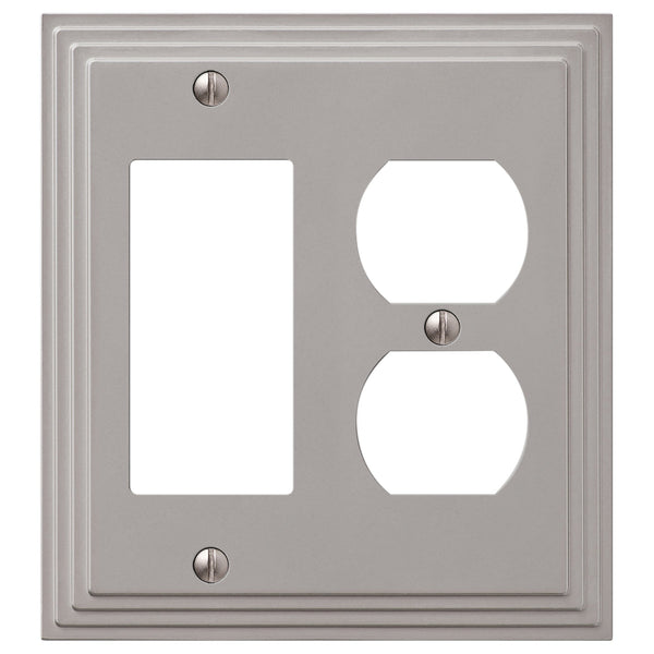 Steps Satin Nickel Cast - 1 Rocker / 1 Duplex Wallplate - Wallplate Warehouse 84RDN - B 070686020586 1 Rocker / 1 Duplex