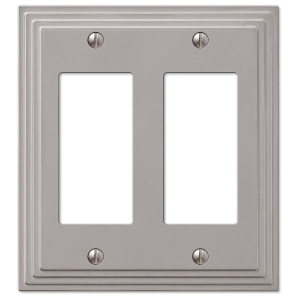 Steps Satin Nickel Cast - 2 Rocker Wallplate - Wallplate Warehouse 84RRN 070686553589 2 Rocker