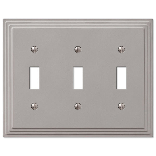 Steps Satin Nickel Cast - 3 Toggle Wallplate - Wallplate Warehouse 84TTTN 070686331088 3 Toggle