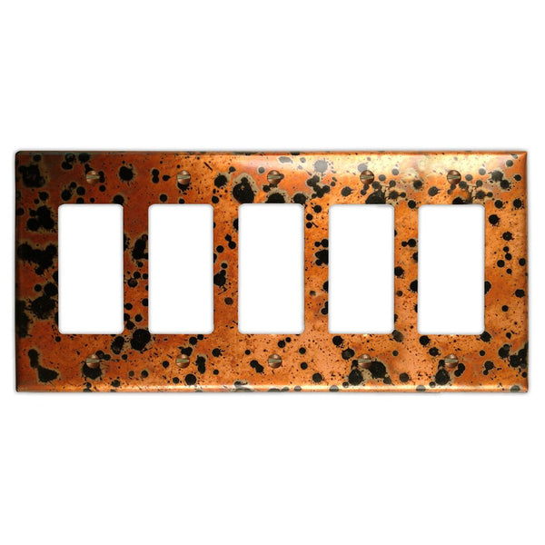 Sunburst Copper - 5 Rocker Wallplate - Wallplate Warehouse SUNBCOP5R 819332025373 5 Rocker