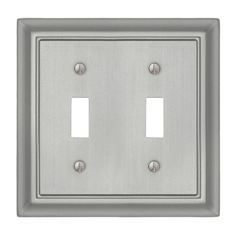 Sydney Satin Nickel Steel - 2 Toggle Wallplate - Wallplate Warehouse 150TTNNB 070686014295 2 Toggle