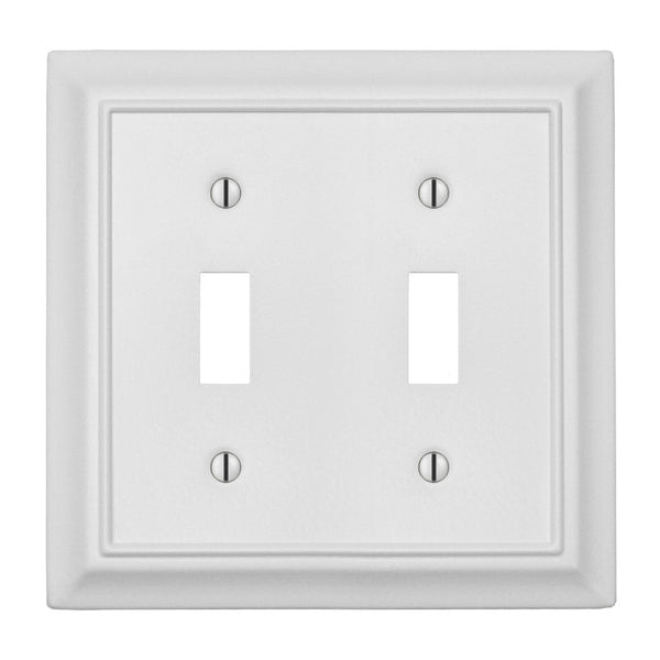 Sydney White Steel - 2 Toggle Wallplate - Wallplate Warehouse 150TTWNB 070686014431 2 Toggle