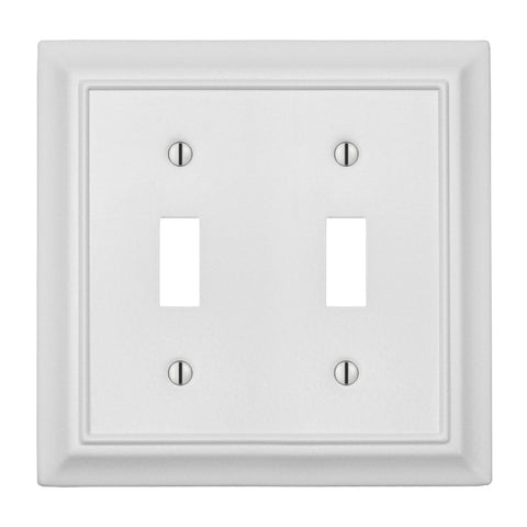 Sydney White Steel - 2 Toggle Wallplate - Wallplate Warehouse 150TTWNB 070686014431 2 Toggle