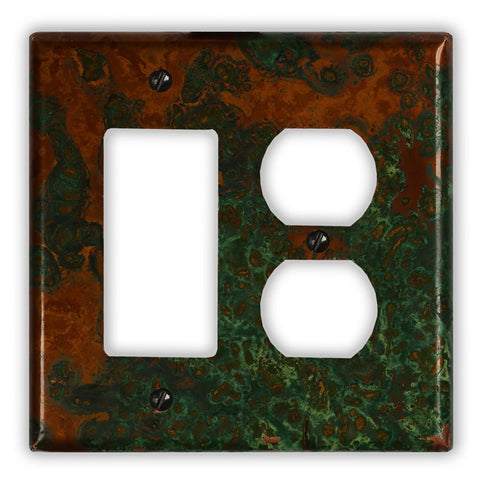 Verde Copper - 1 Rocker / 1 Duplex Wallplate - Wallplate Warehouse VERDCOP1R1D 819332025915 1 Rocker / 1 Duplex