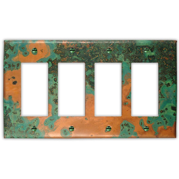 Verde Copper - 4 Rocker Wallplate - Wallplate Warehouse VERDCOP4R 819332025878 4 Rocker