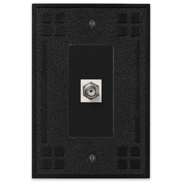 Wittick Black Iron Cast - 1 Cable Jack Wallplate - Wallplate Warehouse 81CXBI 070686012482 Cable Jacks