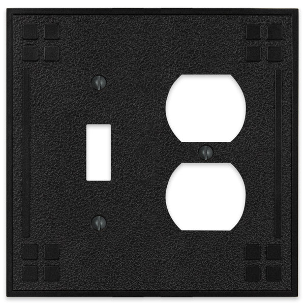 Wittick Black Iron Cast - 1 Toggle / 1 Duplex Wallplate - Wallplate Warehouse 81TDBI - B 070686012437 1 Toggle / 1 Duplex