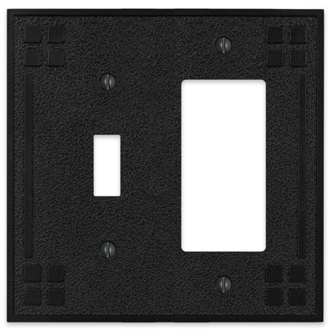 Wittick Black Iron Cast - 1 Toggle / 1 Rocker Wallplate - Wallplate Warehouse 81TRBI - B 070686012475 1 Toggle / 1 Rocker