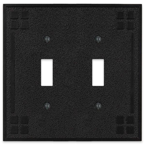 Wittick Black Iron Cast - 2 Toggle Wallplate - Wallplate Warehouse 81TTBI 070686012390 2 Toggle