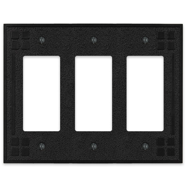 Wittick Black Iron Cast - 3 Rocker Wallplate - Wallplate Warehouse 81RRRBI - B 070686012468 3 Rocker